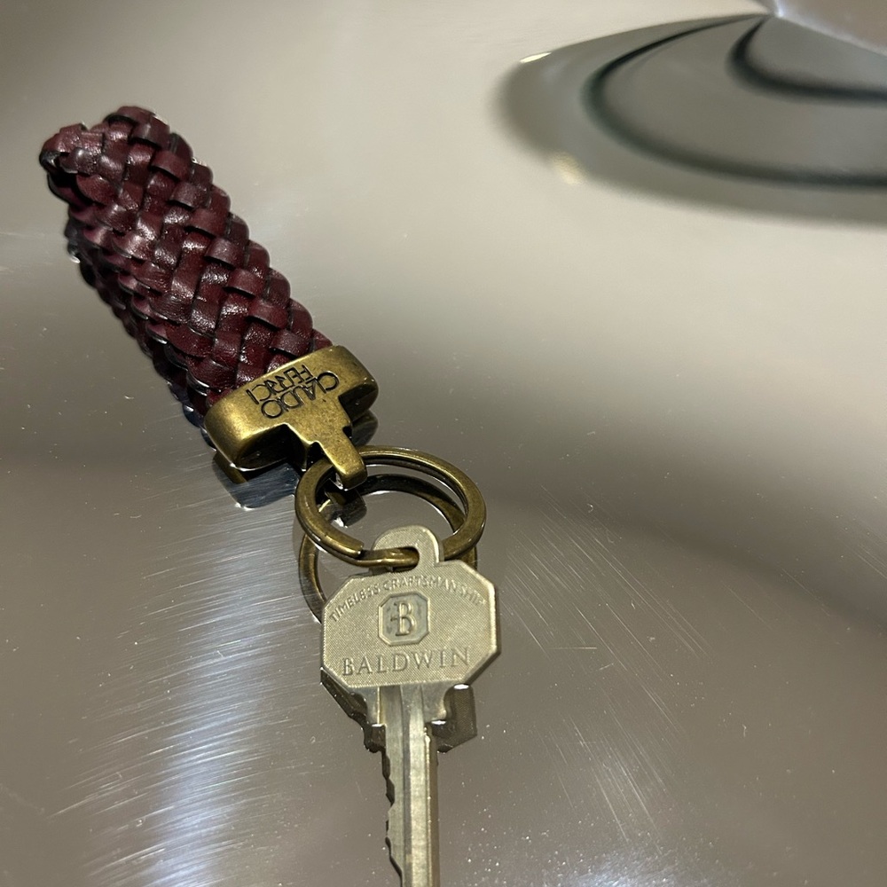 Stocking Stuffer - Claudio Ferrici Brown Braided Leather Keychain - Picture 7 of 8